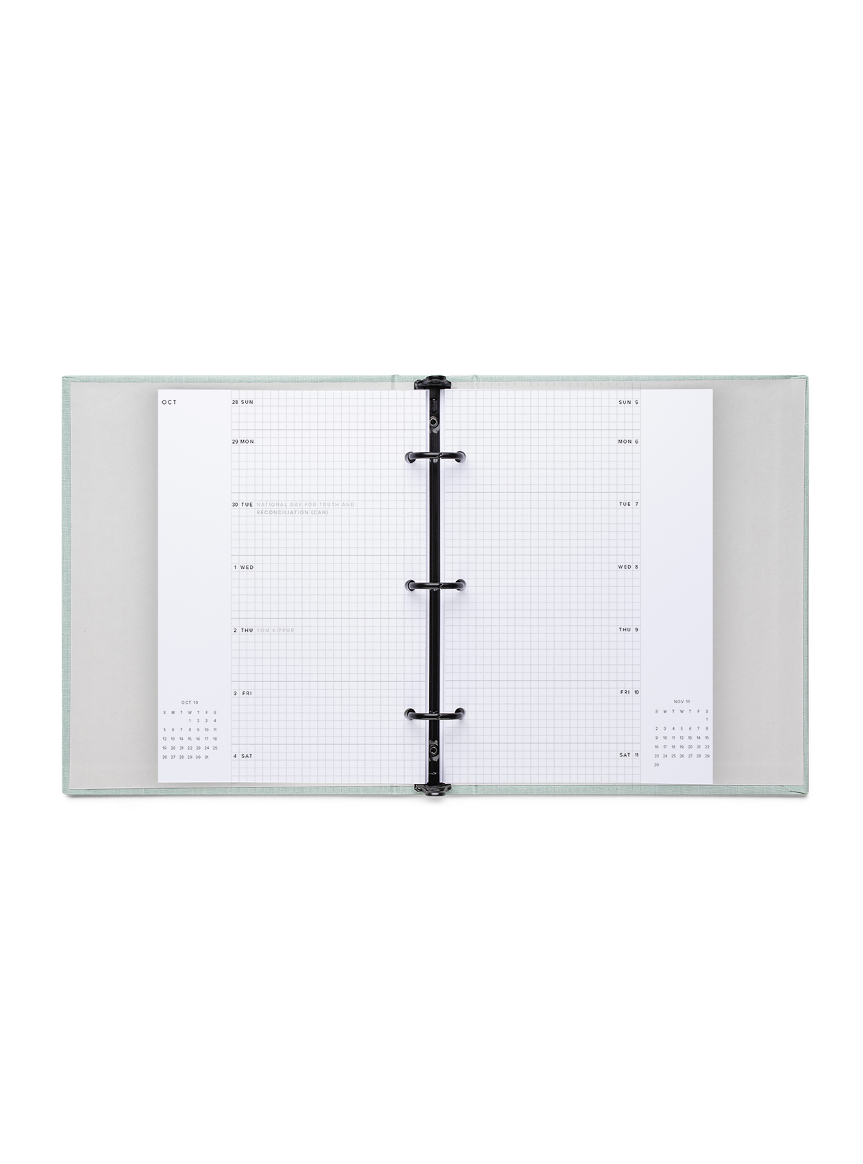 Compact Binder Planner interior Weekly overview grid interior