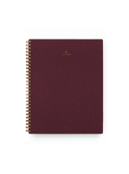 Appointed Notebook in Pomegranate bookcloth with brass wire-o binding front view || Pomegranate