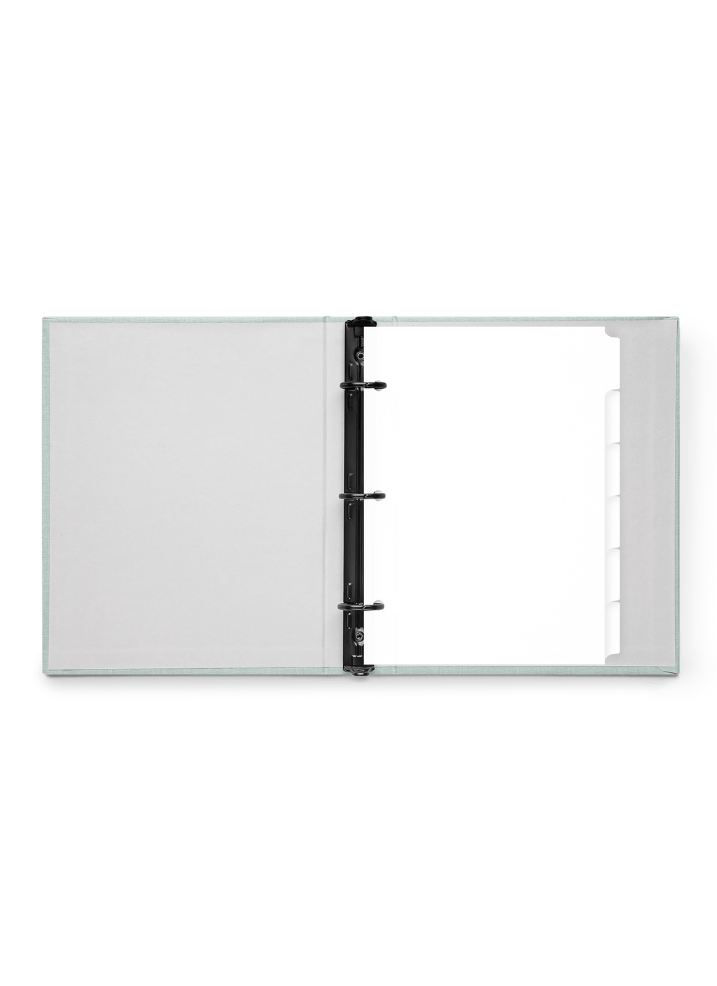 The appo-inted.livempact Binder Tabs in the Mineral Compact Binder, front view.